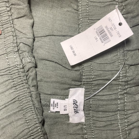 NWT | AERIE | Green Loose Ruffle Linen Short | Large NWT - Picture 7 of 7